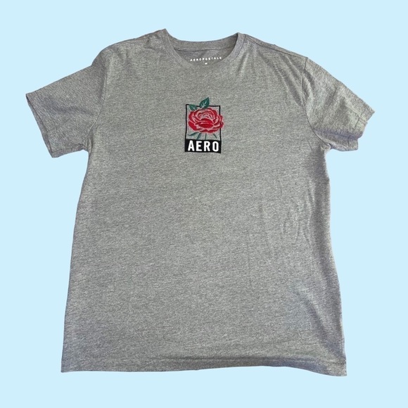 AEROPOSTALE rose box logo graphic tee; Gray; Size Medium - Picture 1 of 7